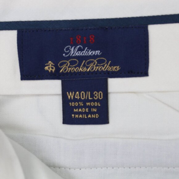 Brooks Brothers 1818 Madison Dress Pants Men 40x30 Gray Pleated 100% Wool Cuffed - Picture 10 of 11